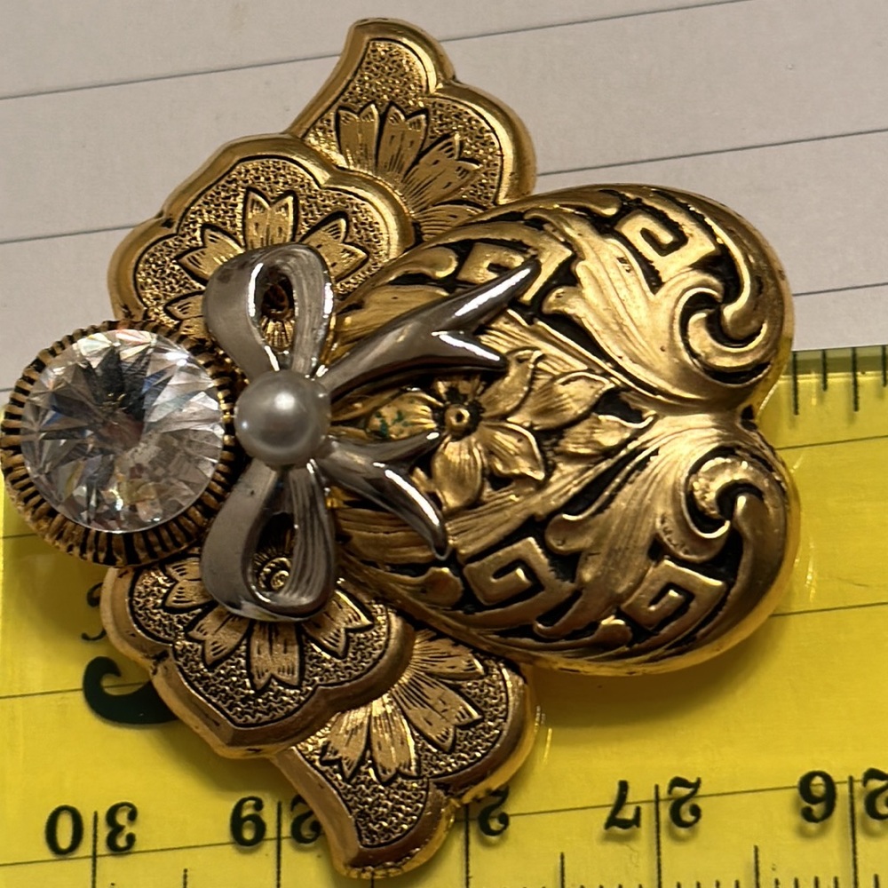 Angel brooch by Jane 1995 AOL Vintage w/clear Rivoli Rhinestone - Picture 7 of 8